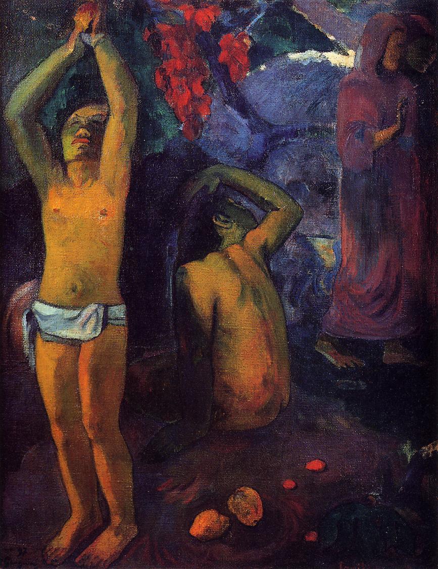 Tahitian Man with His Arms Raised - Paul Gauguin Painting